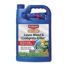 bottle of lawn weed and crabgrass killer